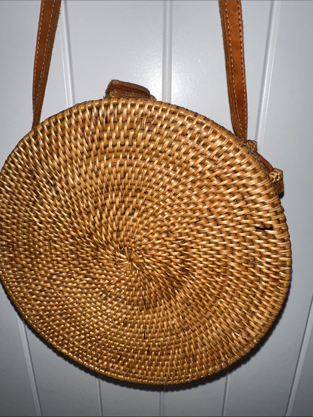 Round Woven Crossbody Bag in Brown - Picture 7 of 8